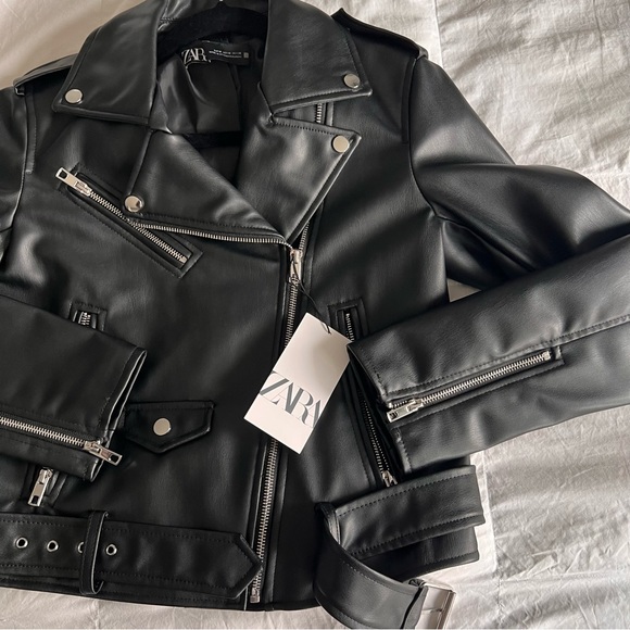 ‼️Sold‼️Faux Leather Biker Jacket - Picture 2 of 4
